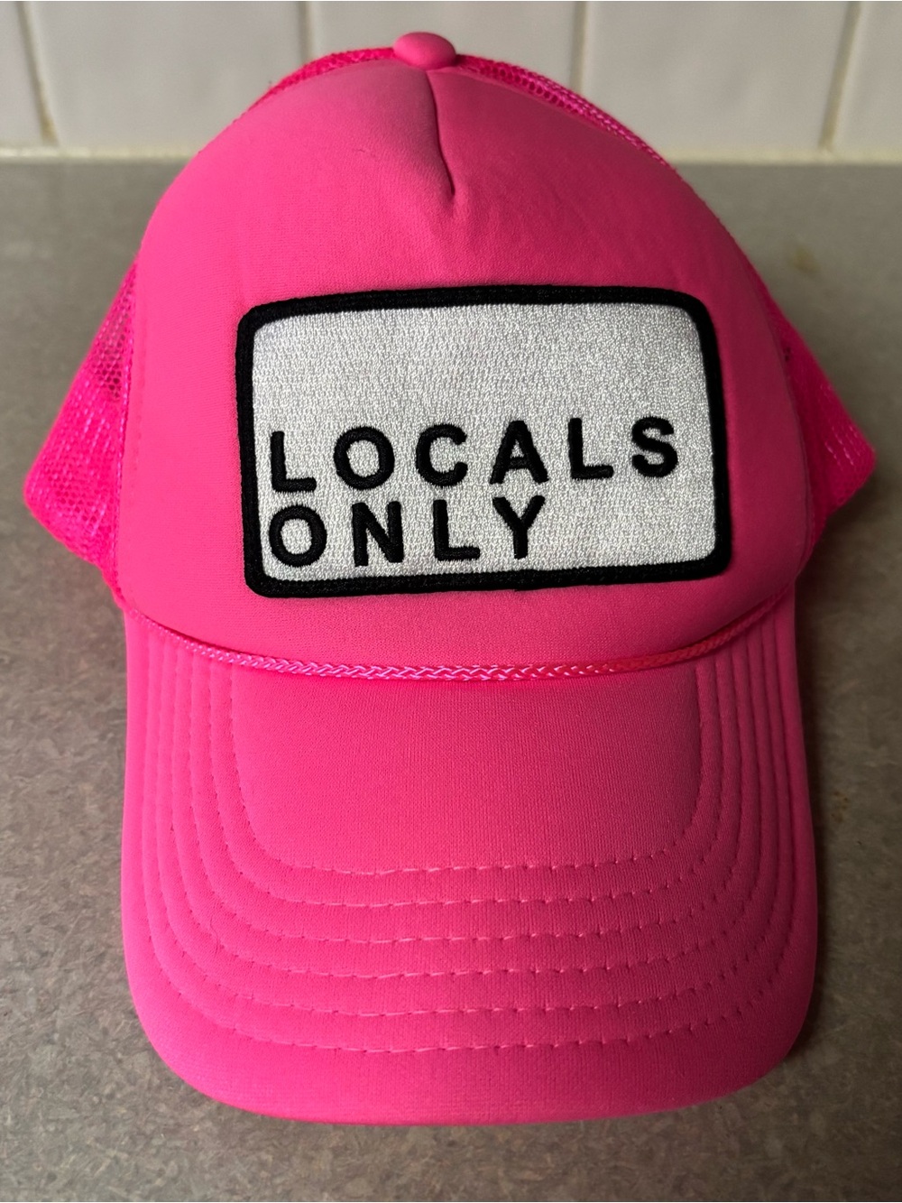 Friday Feelin’ Hot Pink Locals Only Patch Streetwear Preppy Gorpcore Trucker Hat